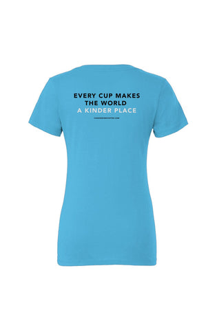 Image of Kind Coffee Cooperative™ - Women's V-Neck T-Shirt (Blue) tshirts Apliiq s turquoise 