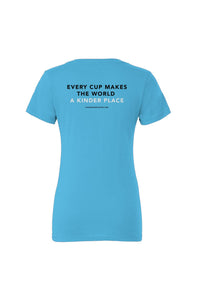 Kind Coffee Cooperative™ - Women's V-Neck T-Shirt (Blue) tshirts Apliiq s turquoise 